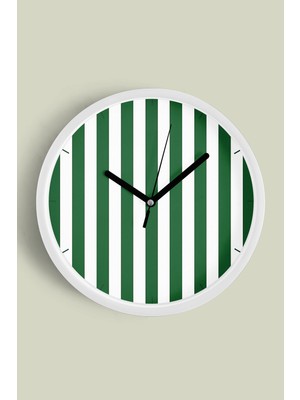 Dikey Çizgili Tasarım Modern Duvar Saati - 30CM - Önü Camlı Beyaz Kasa - Sessiz Mekanizma
