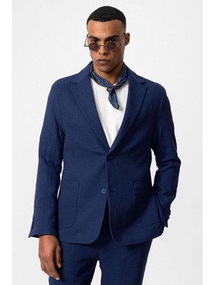 Antioch Lacivert Astarsız Torba Cepli Erkek Blazer Ceket