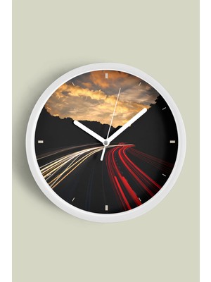 Modern Duvar Saati - 30CM - Önü Camlı Beyaz Kasa - Sessiz Mekanizma