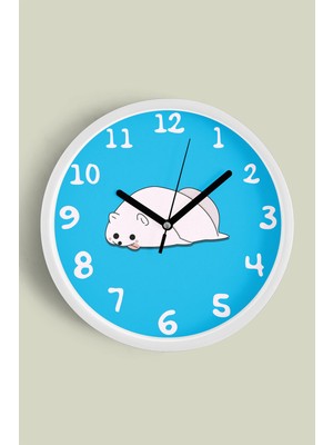 Sevimli Hayvan Çocuk Odası Modern Duvar Saati - 30CM - Önü Camlı Beyaz Kasa - Sessiz Mekanizma