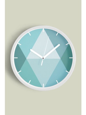 Soyut Geometrik Temalı Modern Duvar Saati - 30CM - Önü Camlı Beyaz Kasa - Sessiz Mekanizma