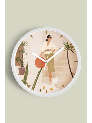 Soyut Tasarım Modern Duvar Saati - 30CM - Önü Camlı Beyaz Kasa - Sessiz Mekanizma