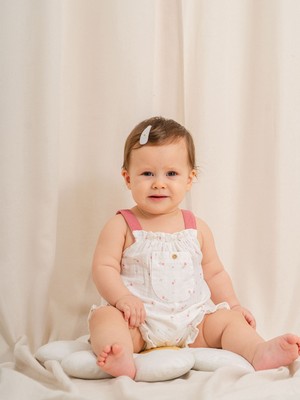 Kidaxi Müslin Desenli Askılı Bebe Barbatöz