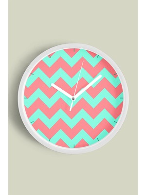 Geometrik Desenli Modern Duvar Saati - 30CM - Önü Camlı Beyaz Kasa - Sessiz Mekanizma
