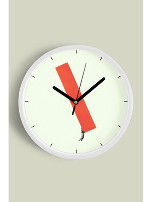 Soyut Tasarım Modern Duvar Saati - 30CM - Önü Camlı Beyaz Kasa - Sessiz Mekanizma