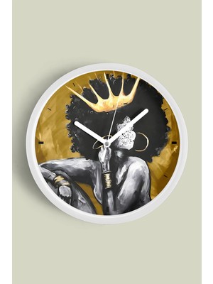 Soyut Siyahi Insan Modern Tasarım Duvar Saati - 30CM - Önü Camlı Beyaz Kasa - Sessiz Mekanizma