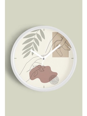 Soyut - Bohem - Geometrik Temalı Modern Duvar Saati - 30CM - Önü Camlı Beyaz Kasa - Sessiz Mekanizma