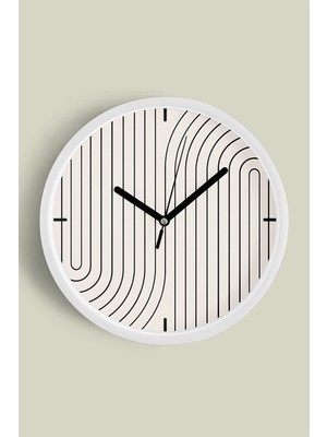 Soyut Tasarım Modern Duvar Saati - 30CM - Önü Camlı Beyaz Kasa - Sessiz Mekanizma