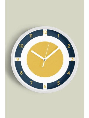 Soyut Geometrik Temalı Modern Duvar Saati - 30CM - Önü Camlı Beyaz Kasa - Sessiz Mekanizma