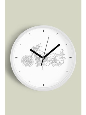 Hd Motor Tasarım Duvar Saati - 30CM - Önü Camlı Beyaz Kasa - Sessiz Mekanizma