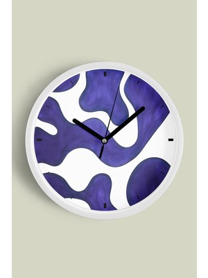 Soyut - Bohem Modern Duvar Saati - 30CM - Önü Camlı Beyaz Kasa - Sessiz Mekanizma