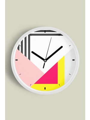 Modern Duvar Saati - 30CM - Önü Camlı Beyaz Kasa - Sessiz Mekanizma
