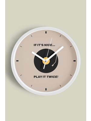 Soyut Müzik Plak Tasarımlı Modern Duvar Saati - 30CM - Önü Camlı Beyaz Kasa - Sessiz Mekanizma
