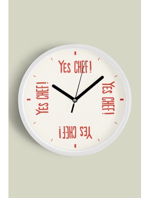 Modern Yazılı Tasarım - '' Yes Chef - Evet Şef - Masterchef '' Duvar Saati - 30CM - Önü Camlı
