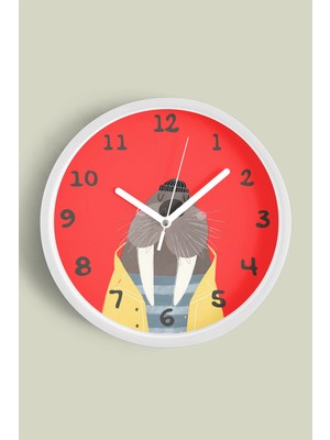 Sevimli Mors Çocuk Odası Duvar Saati - 30CM - Önü Camlı Beyaz Kasa - Sessiz Mekanizma