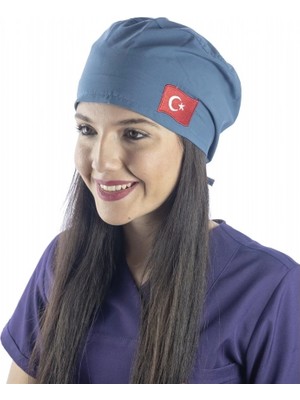 Bilenn Tekstil Bone Bayrak Işlemeli - 119 Petrol Mavi