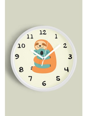 Sevimli Koala Çocuk Odası Duvar Saati - 30CM - Önü Camlı Beyaz Kasa - Sessiz Mekanizma