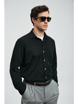 Lufian Carl Erkek Basic Gömlek Regular Fit Siyah