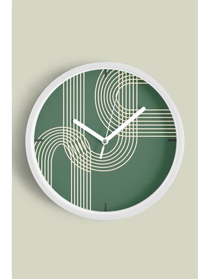 Minimalist Çizgili Modern Tasarım Duvar Saati - 30CM - Önü Camlı Beyaz Kasa - Sessiz Mekanizma