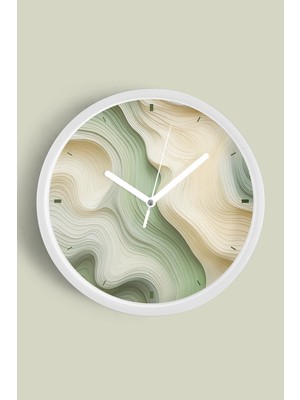 Soyut - Bohem Modern Duvar Saati - 30CM - Önü Camlı Beyaz Kasa - Sessiz Mekanizma
