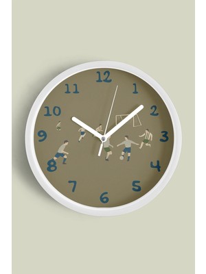 Futbolcu Çocuk Odası Duvar Saati - 30CM - Önü Camlı Beyaz Kasa - Sessiz Mekanizma