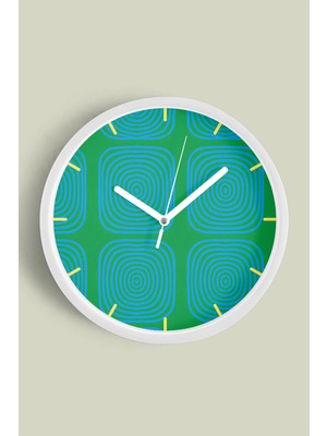 Soyut - Bohem - Geometrik Temalı Modern Duvar Saati - 30CM - Önü Camlı Beyaz Kasa - Sessiz Mekanizma