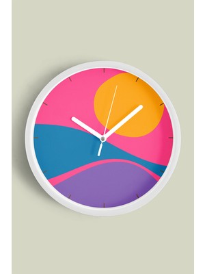 Renkli Modern Tasarım Duvar Saati - 30CM - Önü Camlı Beyaz Kasa - Sessiz Mekanizma