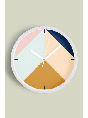 Geometrik Tasarım Modern Duvar Saati - 30CM - Önü Camlı Beyaz Kasa - Sessiz Mekanizma