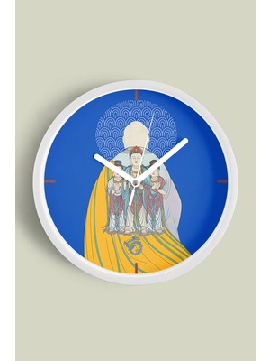 Buda’nın Işığı Modern Duvar Saati - 30CM - Önü Camlı Beyaz Kasa - Sessiz Mekanizma