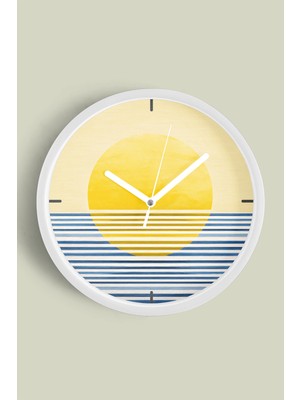 Soyut - Bohem - Geometrik Temalı Modern Duvar Saati - 30CM - Önü Camlı Beyaz Kasa - Sessiz Mekanizma