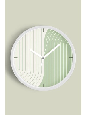 Soyut - Bohem - Geometrik Temalı Modern Duvar Saati - 30CM - Önü Camlı Beyaz Kasa - Sessiz Mekanizma