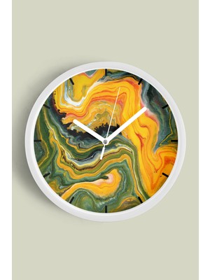 Sanatsal Renk Dalgaları Modern Duvar Saati - 30CM - Önü Camlı Beyaz Kasa - Sessiz Mekanizma