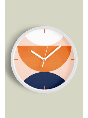 Soyut - Bohem - Renkli Yaprak Temalı Modern Duvar Saati - 30CM - Önü Camlı Beyaz Kasa