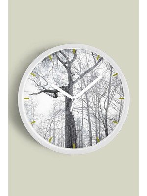Doğa Manzarası Modern Duvar Saati - 30CM - Önü Camlı Beyaz Kasa - Sessiz Mekanizma