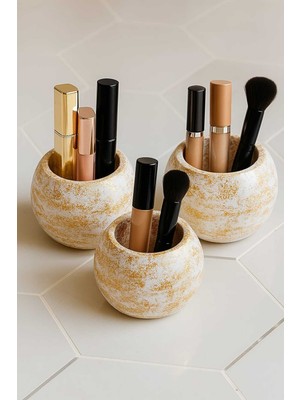 3lü Simli Desenli Seramik Saksıda Yapay Sukulent 8x7,5 cm Dekoratif Masa Üstü Kalemlik Saksı Seti