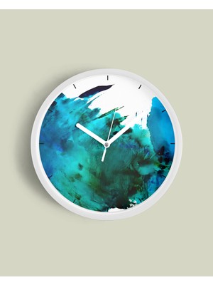 Soyut Tasarım Modern Duvar Saati - 30CM - Önü Camlı Beyaz Kasa - Sessiz Mekanizma
