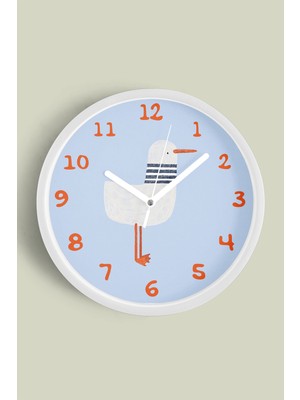 Sevimli Martı Çocuk Odası Duvar Saati - 30CM - Önü Camlı Beyaz Kasa - Sessiz Mekanizma