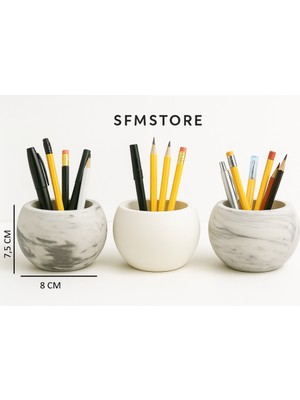 3lü Mermer Desenli Seramik Saksıda Yapay Sukulent 8x7,5 cm Dekoratif Masa Üstü Kalemlik Saksı Seti