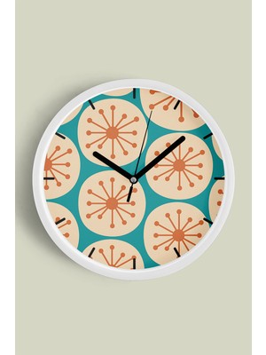 Soyut - Bohem - Geometrik Temalı Modern Duvar Saati - 30CM - Önü Camlı Beyaz Kasa - Sessiz Mekanizma