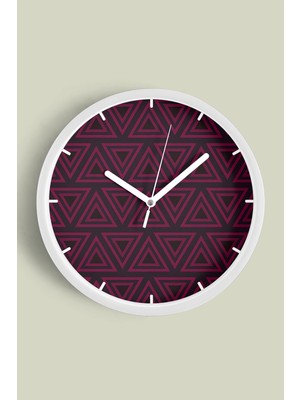 Geometrik Desenli Modern Tasarım Duvar Saati - 30CM - Önü Camlı Beyaz Kasa - Sessiz Mekanizma