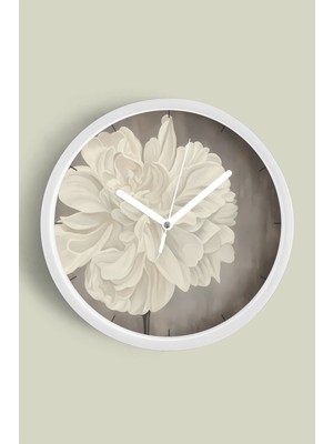 Soyut Bohem Çiçek Modern Tasarım Duvar Saati - 30CM - Önü Camlı Beyaz Kasa - Sessiz Mekanizma