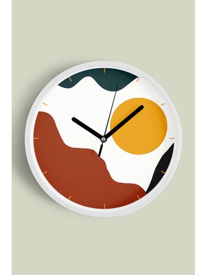 Modern Tasarım Duvar Saati - 30CM - Önü Camlı Beyaz Kasa - Sessiz Mekanizma