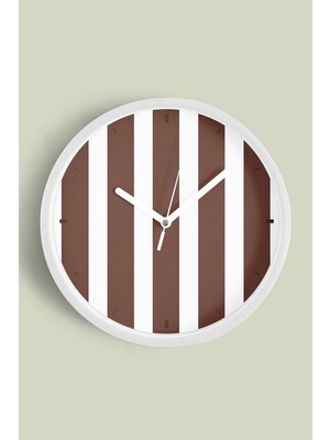 Renkli Dikey Çizgili Modern Duvar Saati - 30CM - Önü Camlı Beyaz Kasa - Sessiz Mekanizma
