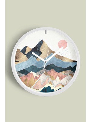 Soyut Modern Tasarım Duvar Saati - 30CM - Önü Camlı Beyaz Kasa - Sessiz Mekanizma