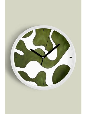 Soyut - Bohem Modern Duvar Saati - 30CM - Önü Camlı Beyaz Kasa - Sessiz Mekanizma