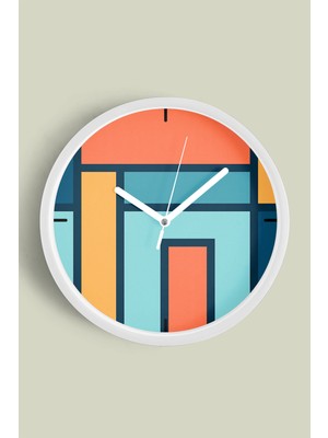 Geometrik Tasarım Modern Duvar Saati - 30CM - Önü Camlı Beyaz Kasa - Sessiz Mekanizma