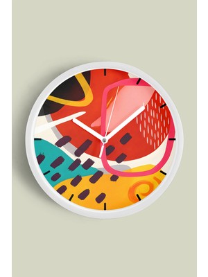 Modern Duvar Saati - 30CM - Önü Camlı Beyaz Kasa - Sessiz Mekanizma