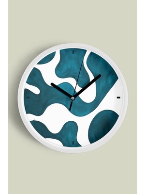 Soyut - Bohem Modern Duvar Saati - 30CM - Önü Camlı Beyaz Kasa - Sessiz Mekanizma