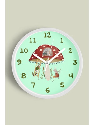 Sevimli Tavşanlar Çocuk Odası Duvar Saati - 30CM - Önü Camlı Beyaz Kasa - Sessiz Mekanizma