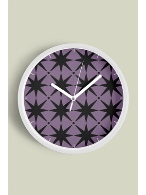 JHAAR Soyut - Geometrik Temalı Modern Duvar Saati - 30cm - Önü Camlı Beyaz Kasa